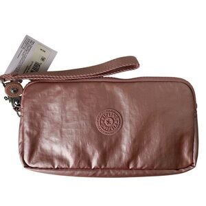Kipling Bernard Wallet Wristlet Icy Rose Metallic New